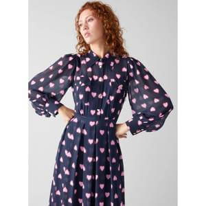 L.K. Bennett Cody Navy-Multi Heart Print Shrit Dress